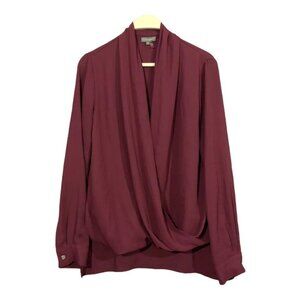 Vince Camuto Blouse Women Size S Workwear Casual Crisscross Drape Hi Low Vneck